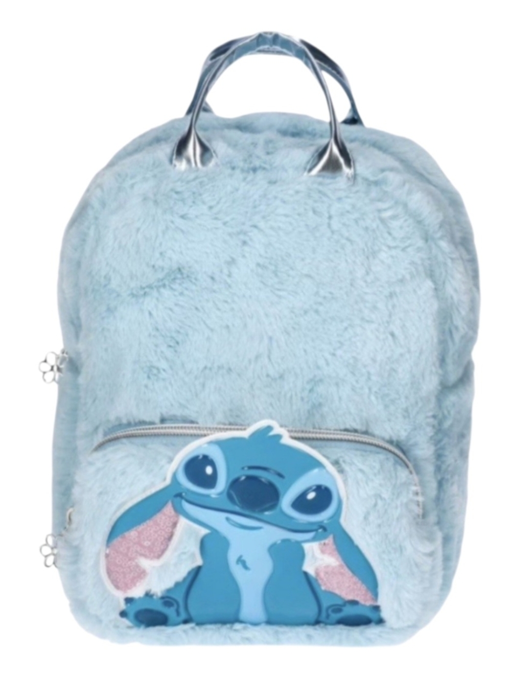 Lilo & Stitch Girls Faux Fur Mini Backpack with Stitch's Face Infront, In Blue.